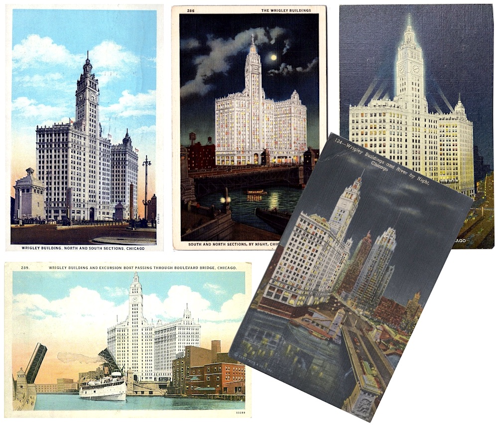 Vintage Original Chicago Water Tower Post Card Water Slide Color Decal 1940’s 