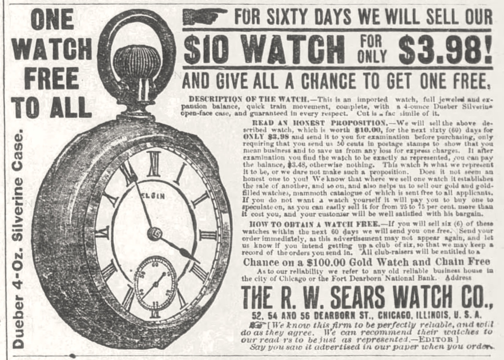 Sears 1888 watch ad