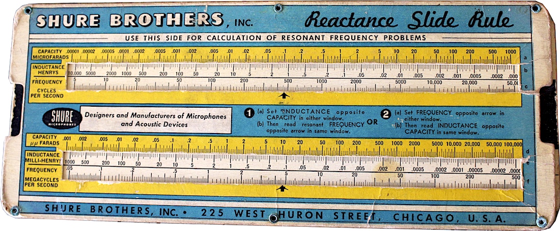 Shure Reactance Slide Rule