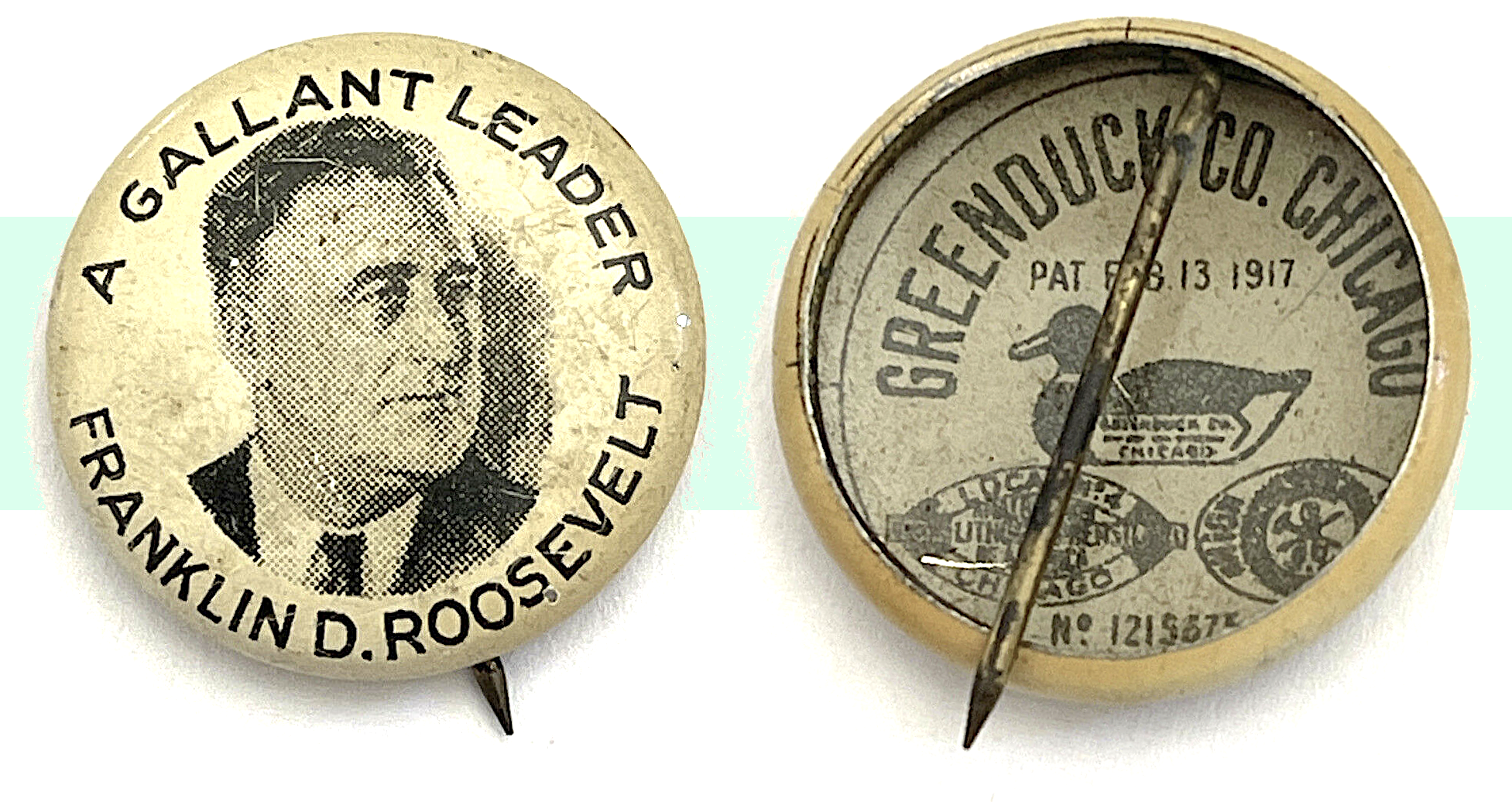 FDR Gallant Leader Green Duck Pin