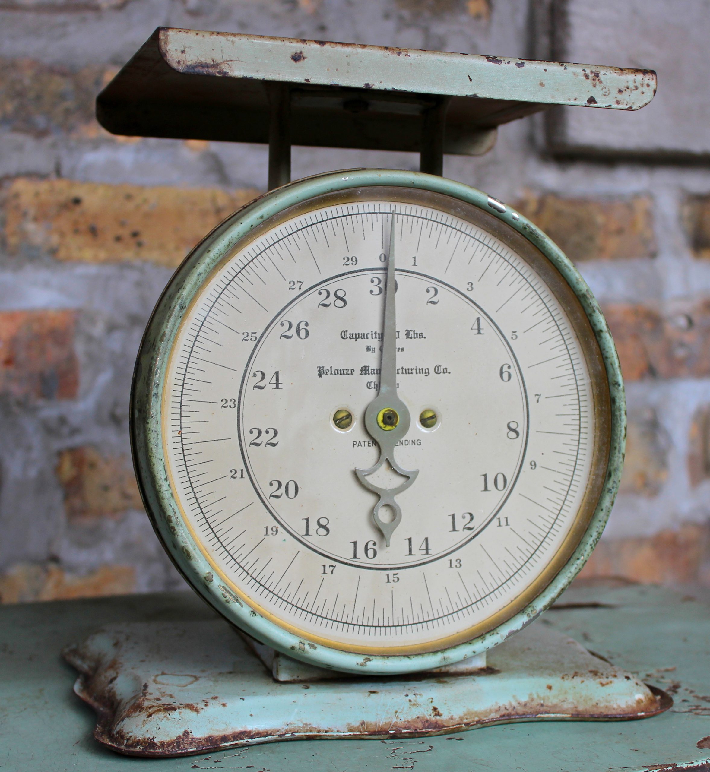 30 LB Kitchen Scale (Mint Green) by Pelouze MFG Co., c 1940s