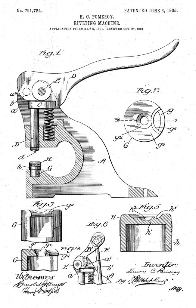 Pomeroy Riveting Machine patent 1905